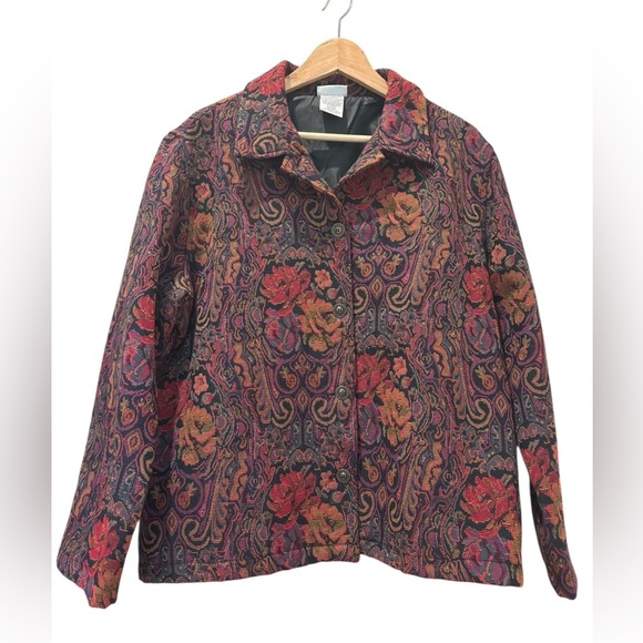 Vtg White Stag Tapestry Jacket Paisley Blazer Carpetbag Size XL